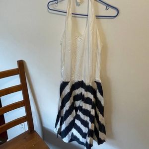dress flare open back striped euc